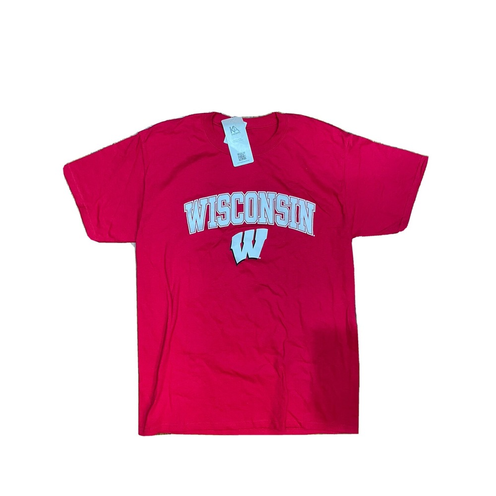 Knights Apparel University WISCONSIN‎ BADGERS Red Graphic Tee MEDIUM